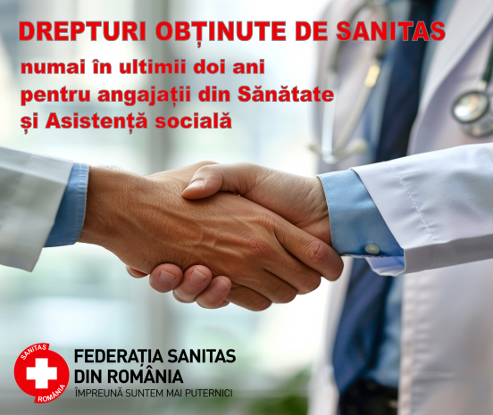 Sanitas a obținut, numai în ultimii doi ani, pentru angajații din Sănătate și Asistență socială