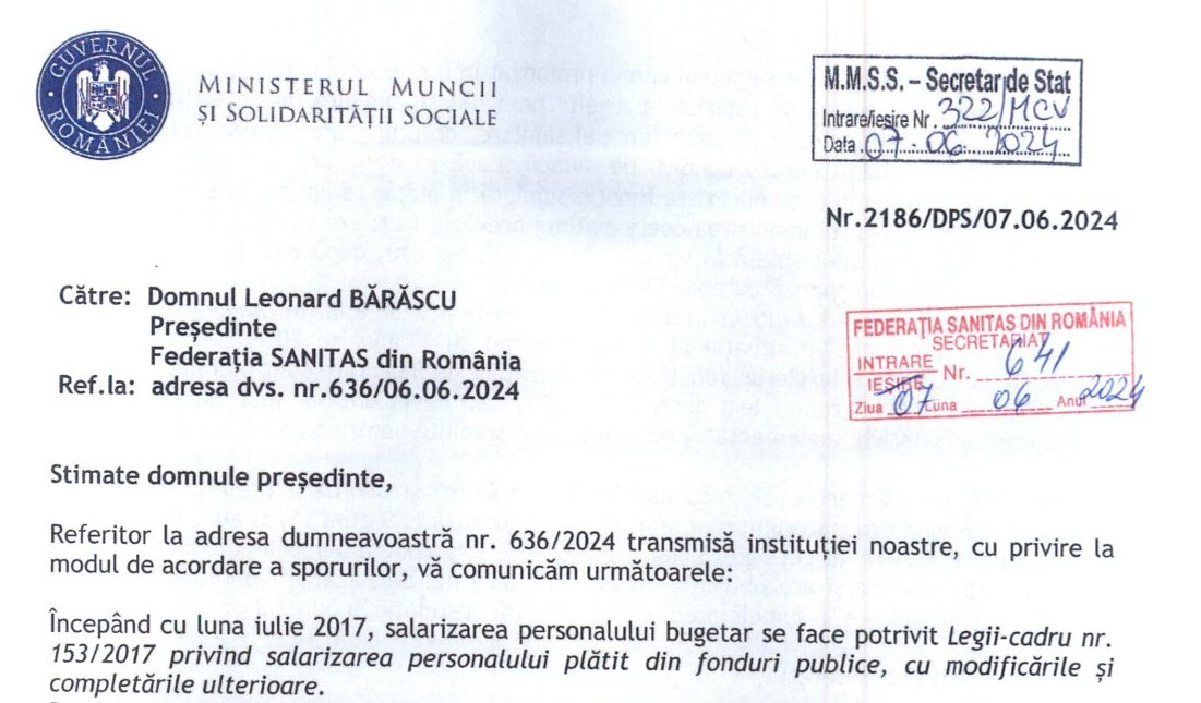 Opinia SANITAS a fost confirmată de Ministerul Muncii!